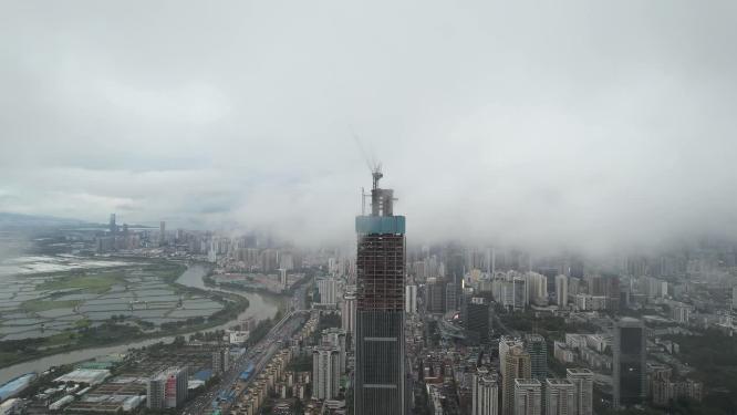 深圳城市平流雾4K航拍
