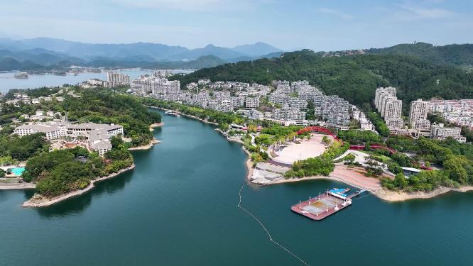 航拍杭州淳安县千岛湖风光