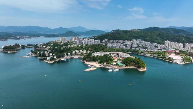 航拍杭州淳安县千岛湖风光