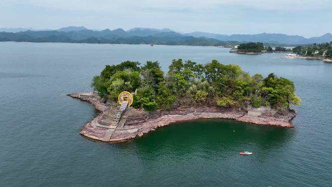 航拍杭州淳安县千岛湖风光