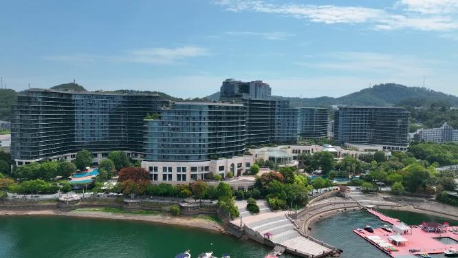 航拍杭州淳安县千岛湖风光