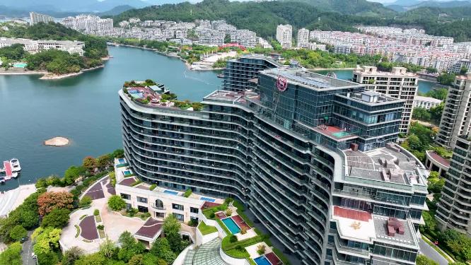 航拍杭州淳安县千岛湖风光