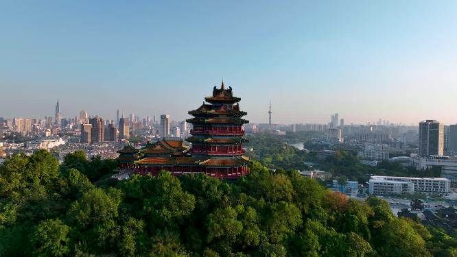航拍南京阅江楼风光