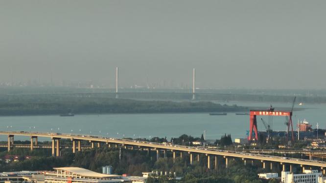 航拍南京阅江楼风光