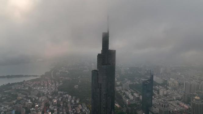 航拍南京日出阳光云海
