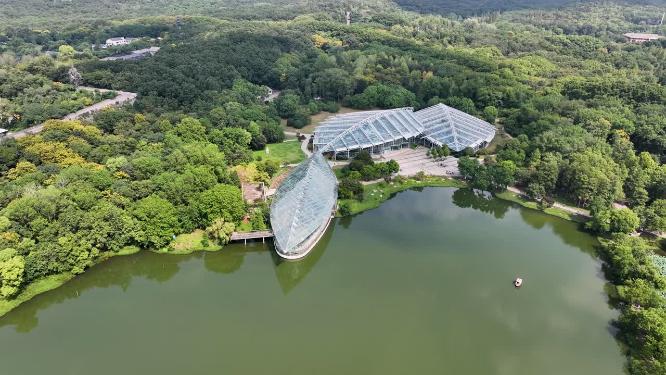 航拍南京中山植物园植物博览园