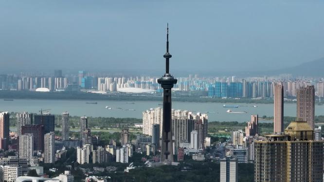 航拍日出时分的南京城市风光