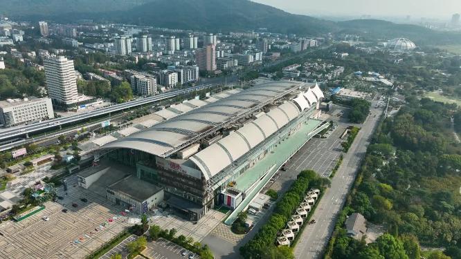 航拍南京国际博览中心场馆