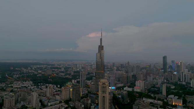 航拍南京绝美落日火烧云