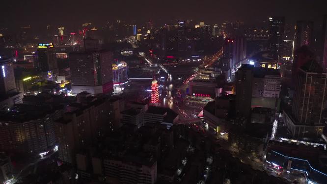航拍河南郑州地标建筑二七纪念塔