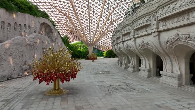 航拍南京地标建筑牛首山风景区