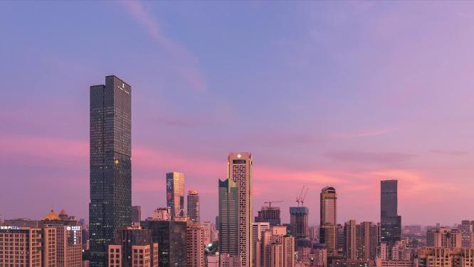 新街口晚霞日转夜延时摄影