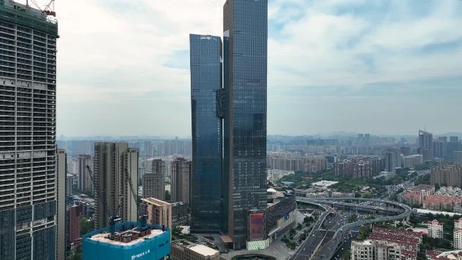 航拍南京地标金鹰世界