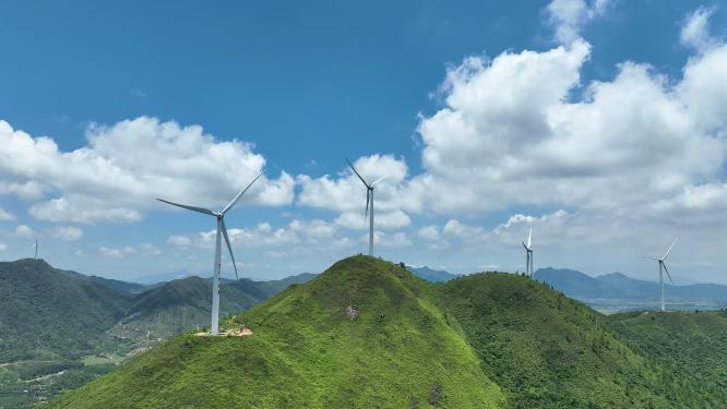能源风力风车发电航拍