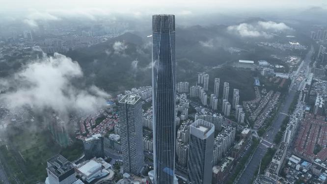 广东省东莞市日出云海航拍