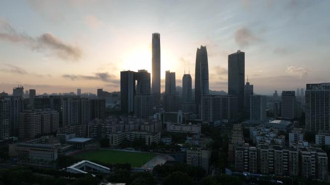 广东省东莞市日出云海航拍