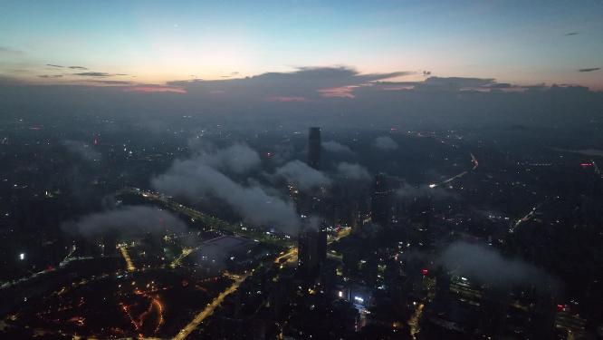 广东省东莞市日落云海航拍