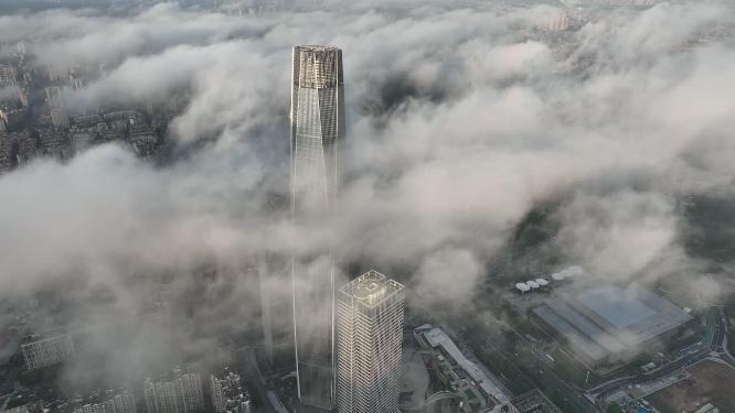 广东省东莞市日出云海航拍