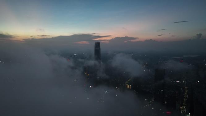 广东省东莞市日出云海航拍