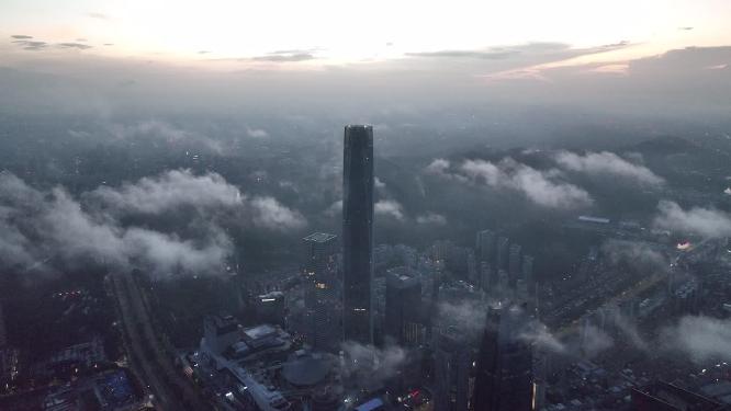 广东省东莞市日出云海航拍