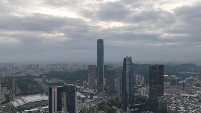 广东省东莞市日出日落城市风光航拍