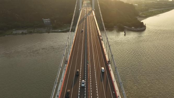 广东省东莞市虎门大桥日出日落航拍