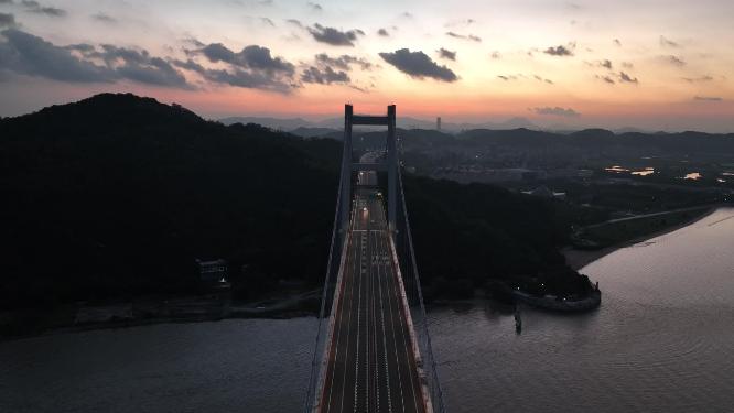 广东省东莞市虎门大桥日出日落航拍