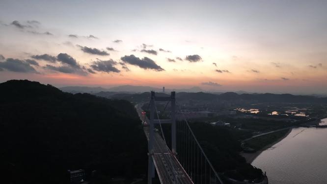 广东省东莞市虎门大桥日出日落航拍
