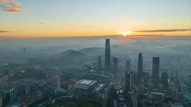 广东省东莞市城市风光航拍