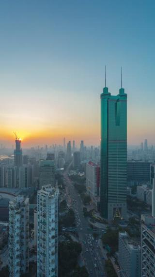 深圳罗湖地王大厦日落延时风光