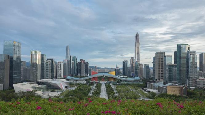 深圳市民中心日转夜延时风光