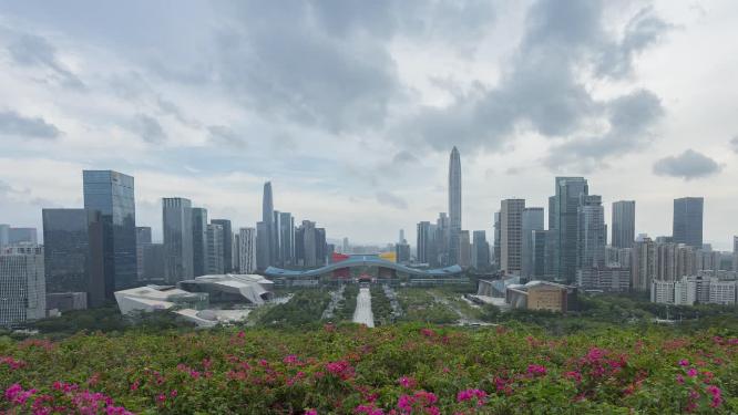 深圳市民中心日转夜延时夜景
