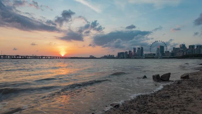 深圳欢乐港湾摩天轮日落延时美景