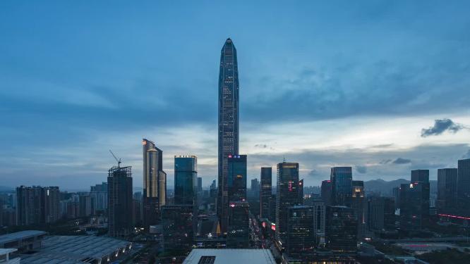 深圳福田中心区CBD日转夜延时风光