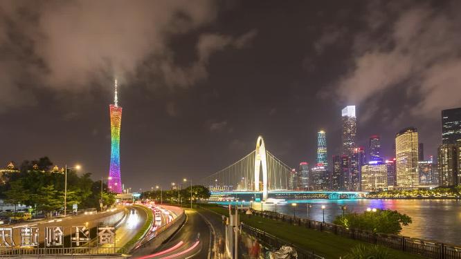 广州塔与珠江新城延时夜景