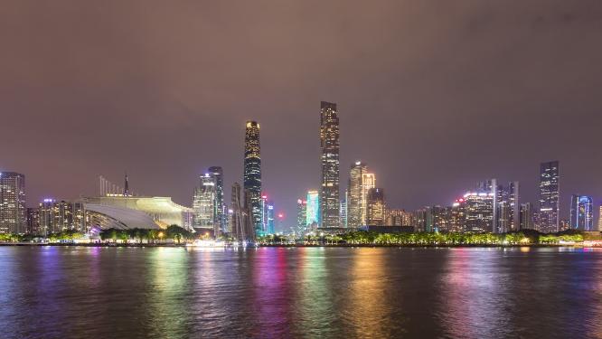 广州市珠江新城CBD延时夜景