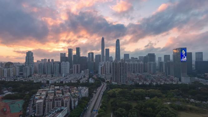 深圳福田CBD天际线黄昏延时美景