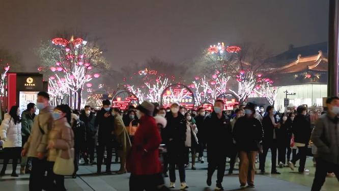 人流  不夜城  大唐不夜城夜景