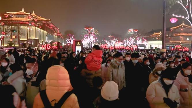 人流  不夜城  大唐不夜城夜景