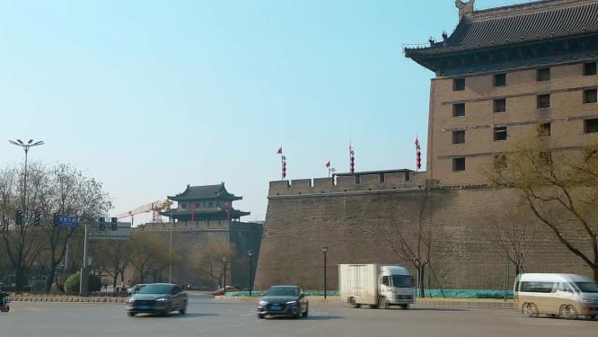 西安城墙  旅游景点城墙 