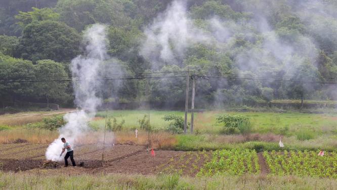 农村春耕锄地开始田间劳作