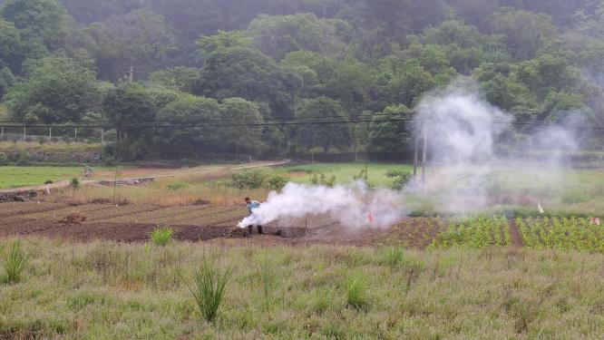 农村春耕锄地开始田间劳作