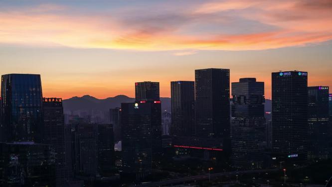 深圳城市风光晚霞夜景延时