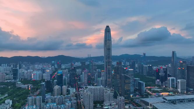 航拍深圳市民中心地标建筑群