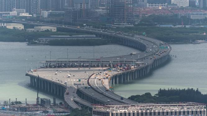 广深沿海高速前海收费站车流光影延时