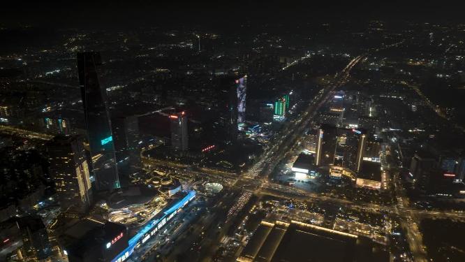 东莞城市CBD夜景航拍延时