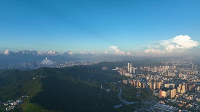 航拍塘朗山罗湖地标星河双子塔平安大厦