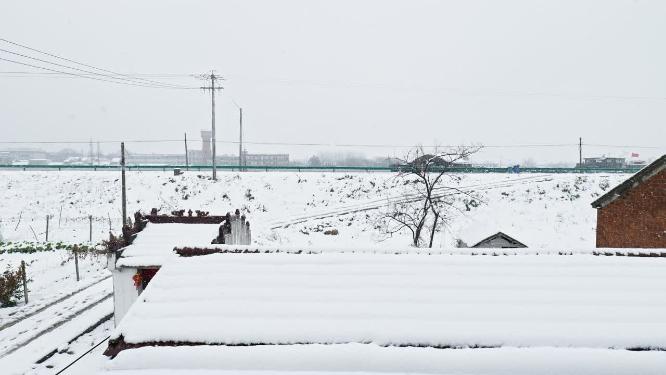 冬天冬季农村乡村鹅毛大白雪皑皑
