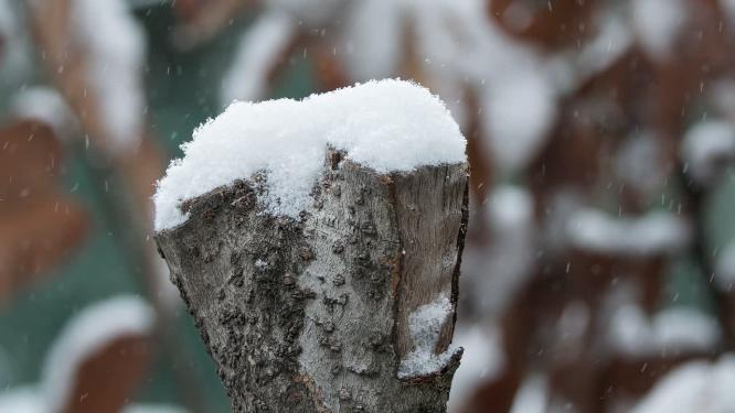 冬季天下飘雪皑皑屋顶积雪实拍空镜头