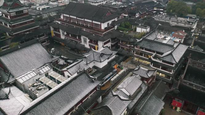 上海城隍庙豫园雪景航拍